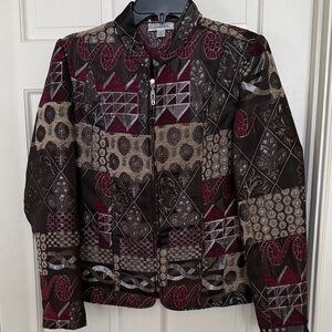 Dressbarn Multicolor Patchwork Tapestry Blazer
